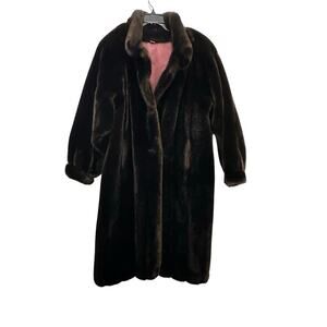Grandella II Style By Sportowne Women's Brown Faux Fur Overcoat Size 8